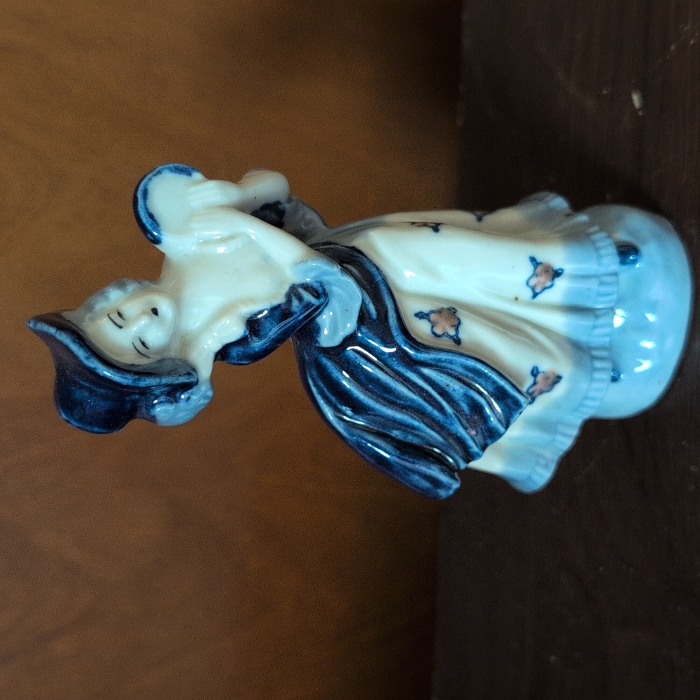 Vintage 1950's Occupied Japan Porcelain Blue Woman with Tambourine